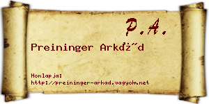 Preininger Arkád névjegykártya